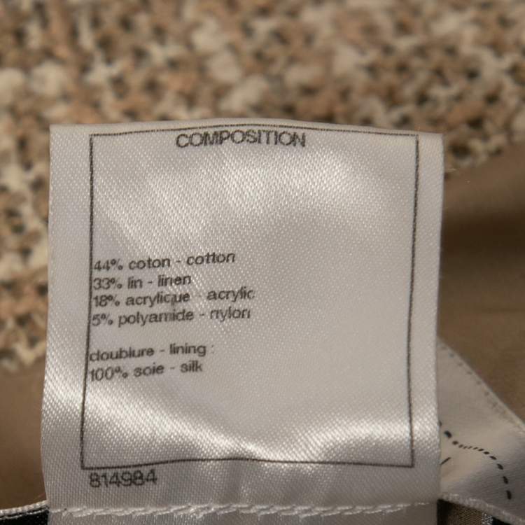 Pre Owned Chanel Beige Tweed Gold-Button Cropped Jacket XL