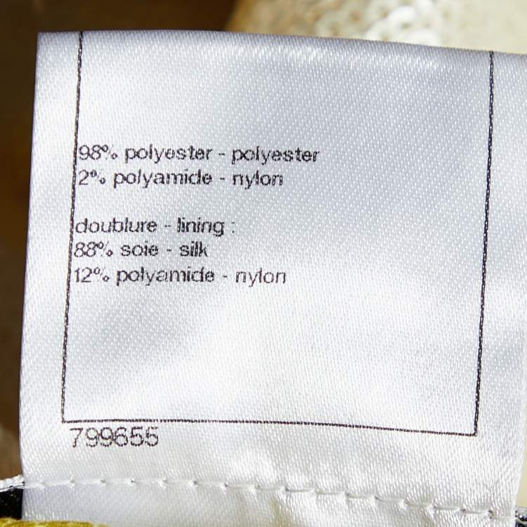 Pre Owned Chanel Cream Sequinned Polyester Button Front Jacket L