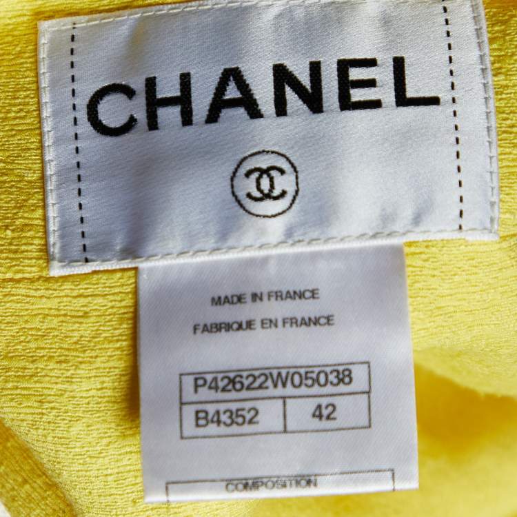 Pre Owned Chanel Cream Sequinned Polyester Button Front Jacket L