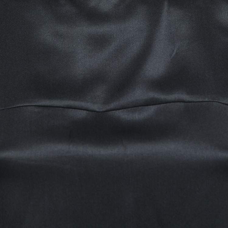 Pre Owned Chanel Black Silk Satin High Neck Sleeveless Blouse S