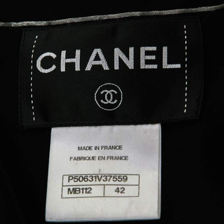 مملوكة مسبقًا Chanel Black/White Sequined Tweed Jacket XL