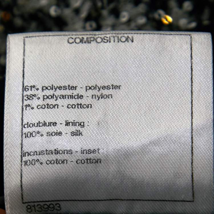 مملوكة مسبقًا Chanel Black/White Sequined Tweed Jacket XL