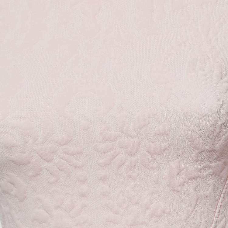 Pre Owned Chanel Pink Jacquard Knit Flared Mini Dress XS