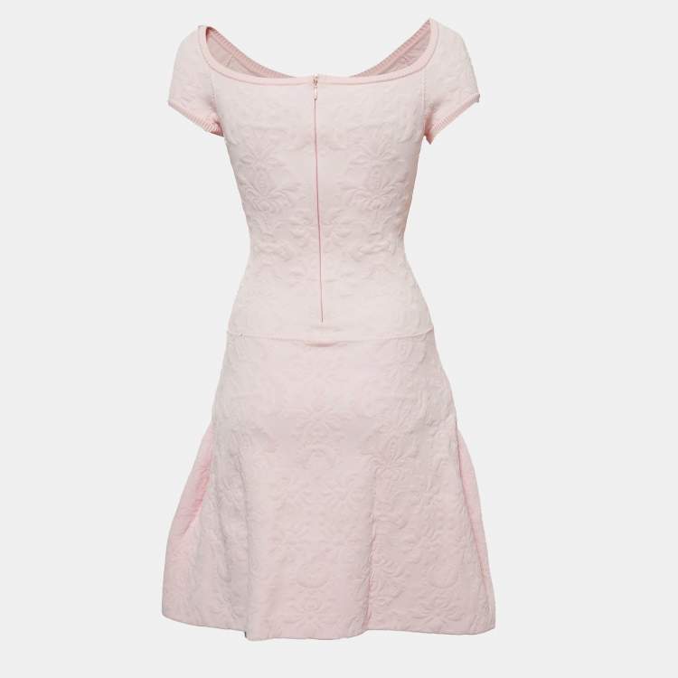 Chanel Pink Jacquard Knit Flared Mini Dress Xs