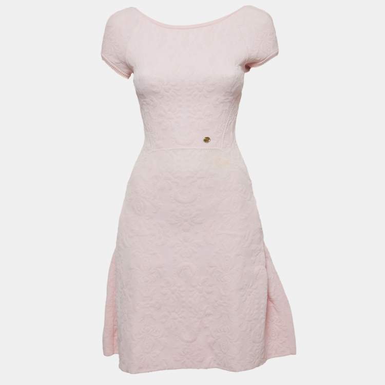 Chanel Pink Jacquard Knit Flared Mini Dress XS Chanel | The Luxury Closet