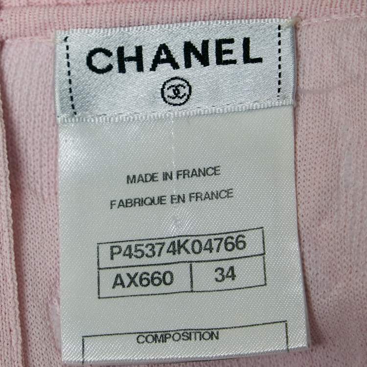 Pre Owned Chanel Pink Jacquard Knit Flared Mini Dress XS