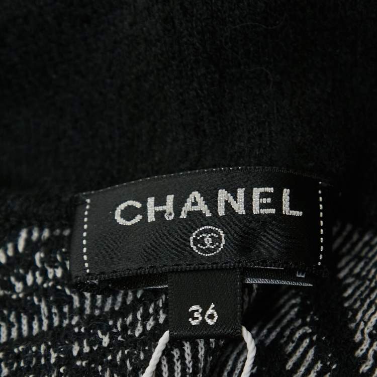 Pre Owned Chanel Black Patterned Cotton Terry Hooded Sweatshirt S