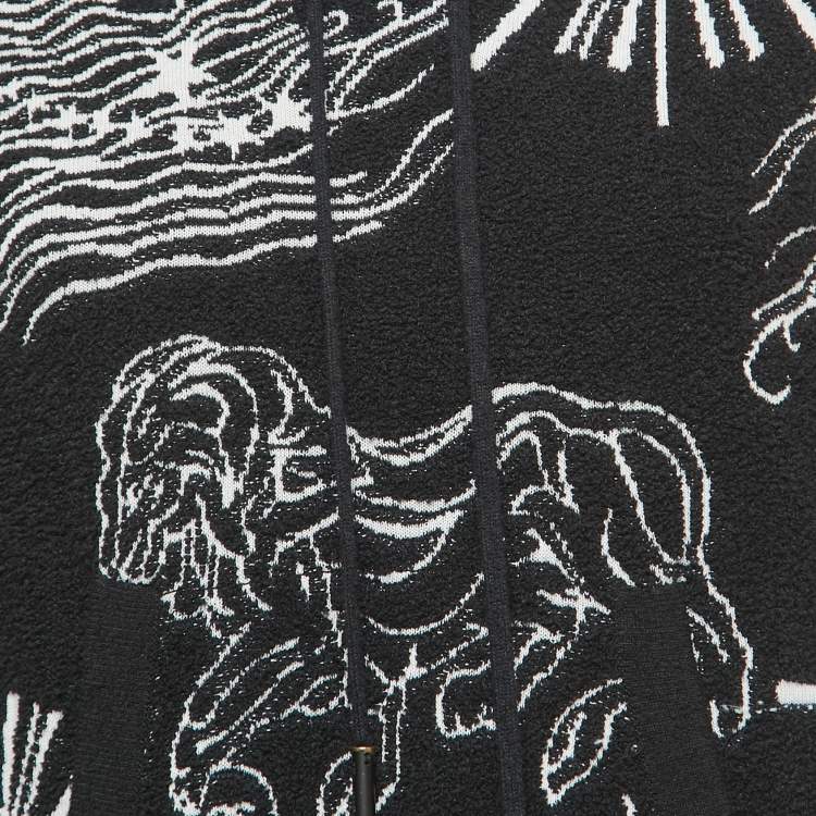 Pre Owned Chanel Black Patterned Cotton Terry Hooded Sweatshirt S