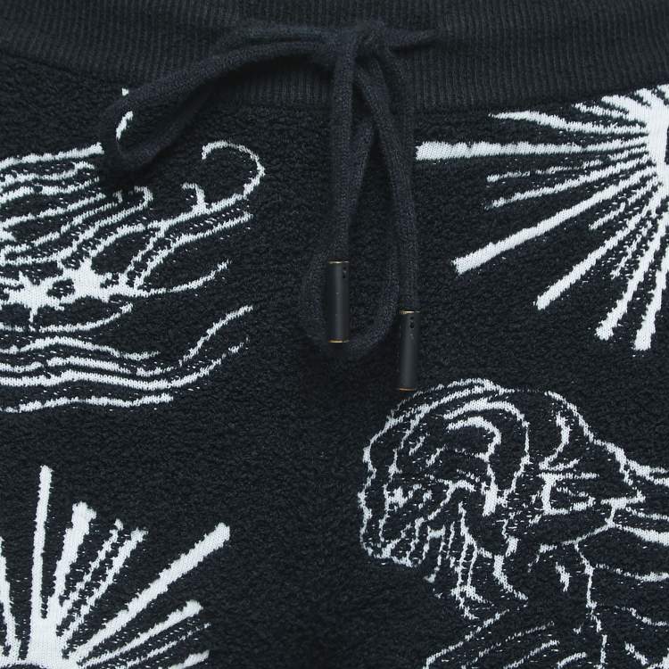 Pre Owned Chanel Black Patterned Terry Cotton Shorts S