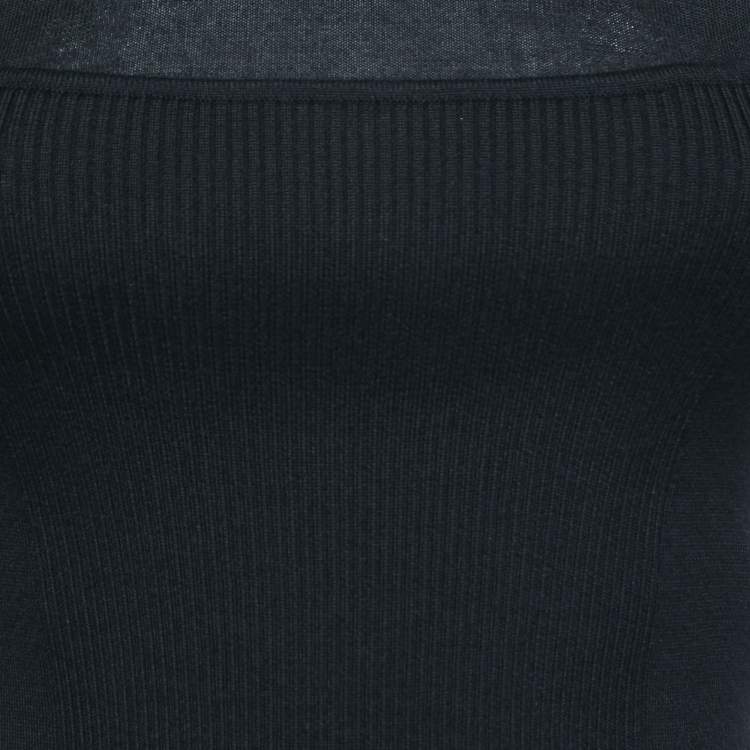 Pre Owned Chanel Black Cashmere & Silk Removable Sleeve Jumper S