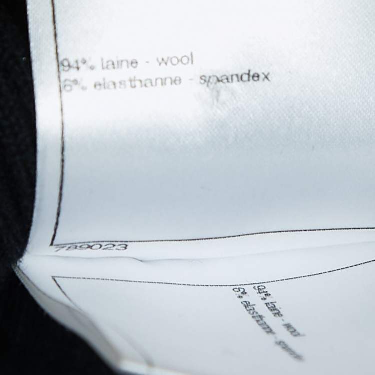 Pre Owned Chanel Black Wool Shirred Turtle Neck Sweater Top S