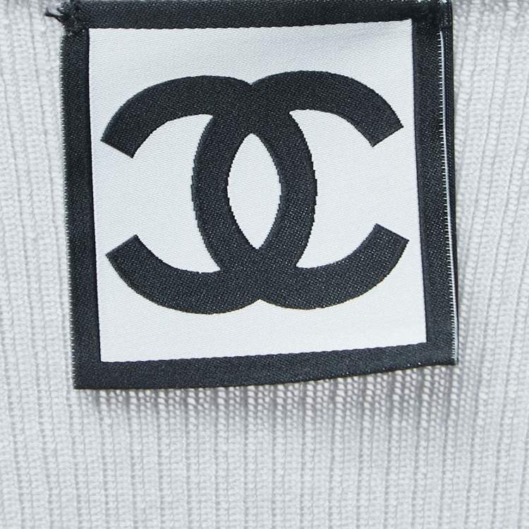 مملوكة مسبقًا Chanel Sports Grey Cashmere Knit Long Sleeve Top XS