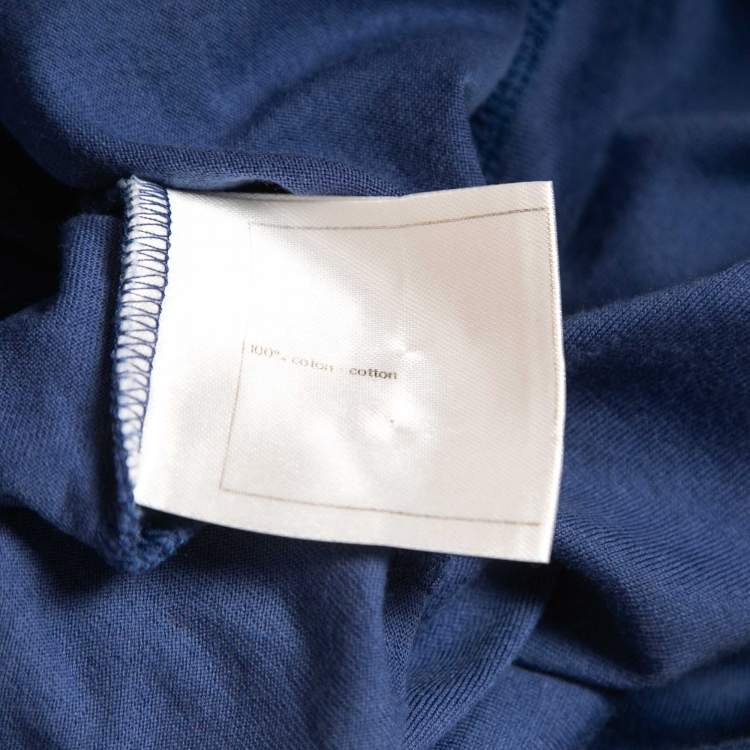 Pre Owned Chanel Blue Cotton Patch Detail T-Shirt M