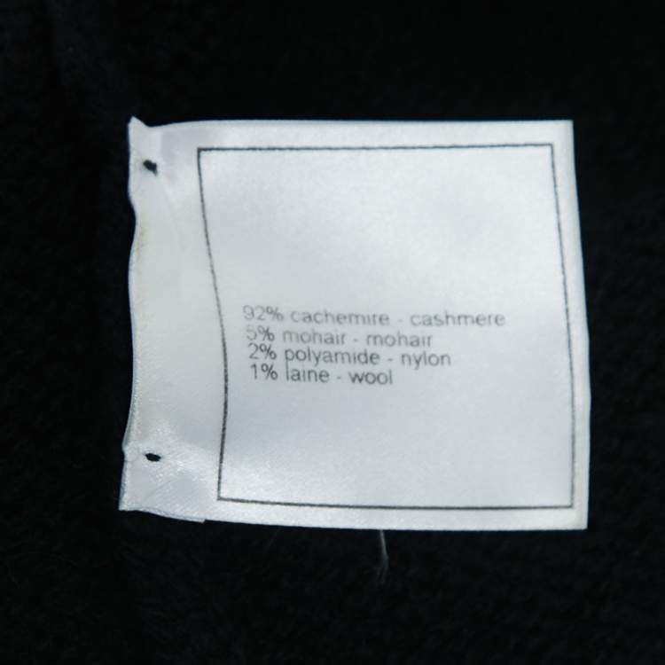 Pre Owned Chanel Black Cashmere Wool Knit Top & Skirt Set S