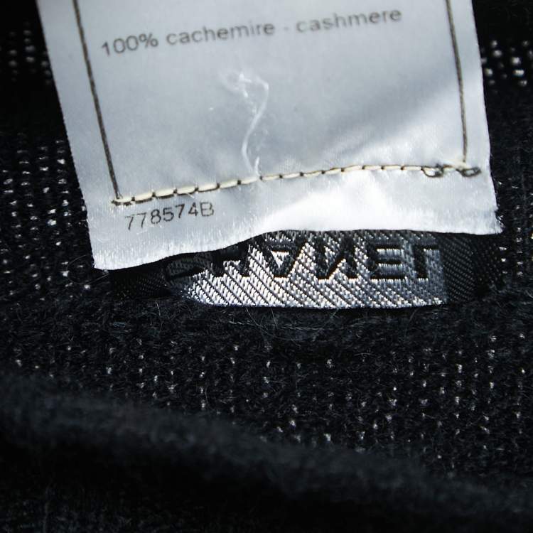 Pre Owned Chanel Black Cashmere High Neck Peak Sweater Top L