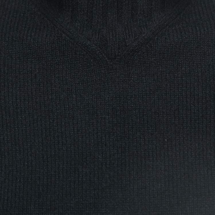 Pre Owned Chanel Black Cashmere High Neck Peak Sweater Top L