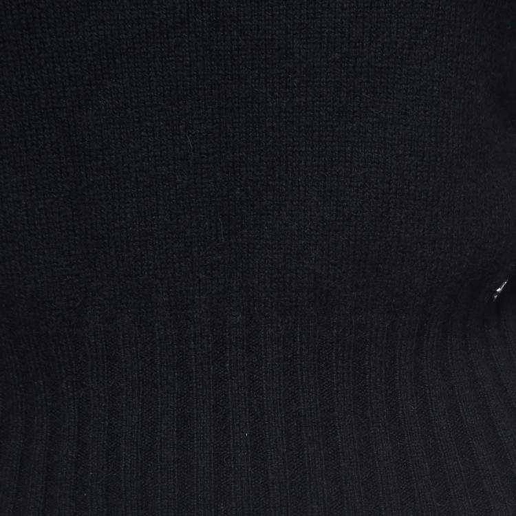 Pre Owned Chanel Black Cashmere High Neck Peak Sweater Top L