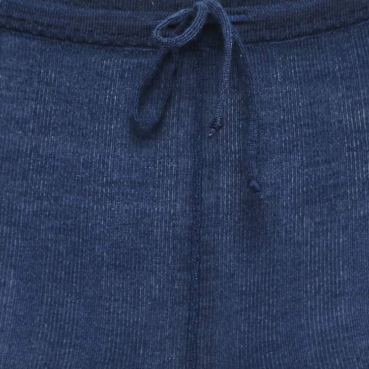 Pre Owned Chanel Blue Ribbed Knit Leggings XS