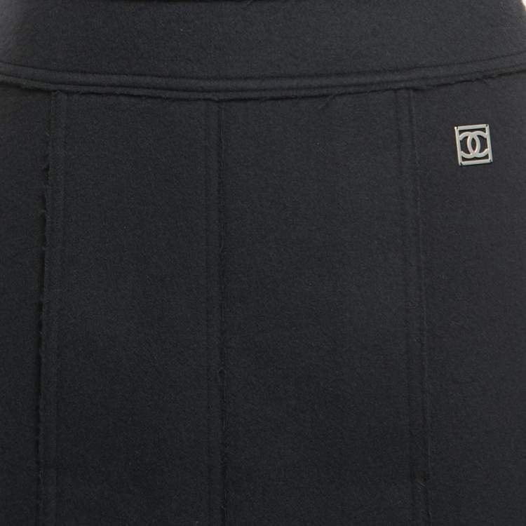 Pre Owned Chanel Sports Black Wool Sleeveless Midi Dress M