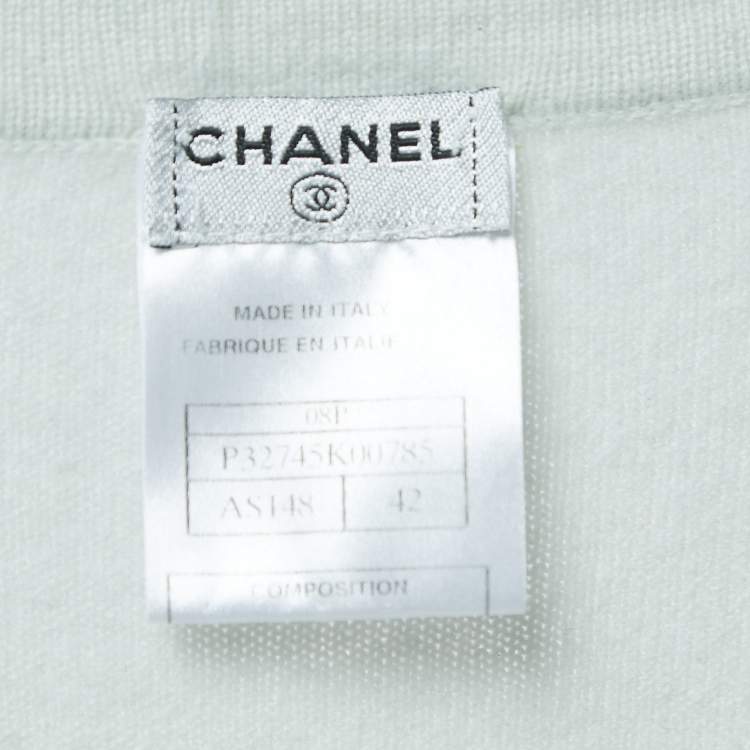 Pre Owned Chanel Pastel Green Cashmere Lucky Charms Buttoned Cardigan XL