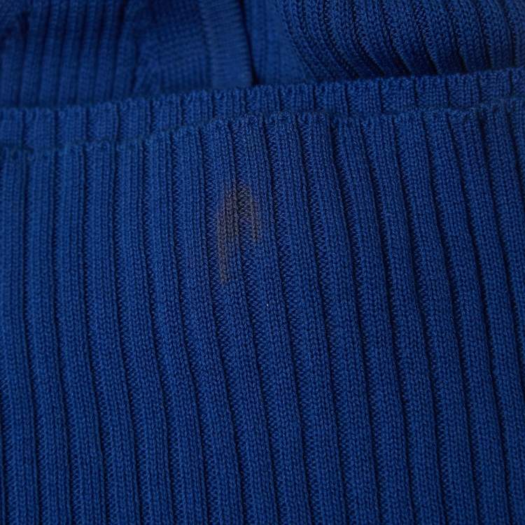 Pre Owned Chanel Blue Rib-Knit Tank Top S