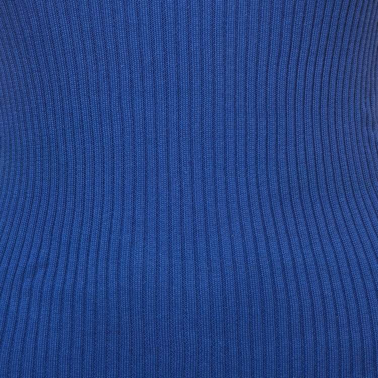 Pre Owned Chanel Blue Rib-Knit Tank Top S