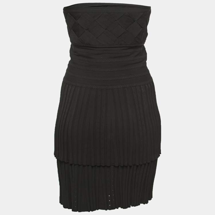 Pre Owned Chanel Black Knit Skirt Top Set M