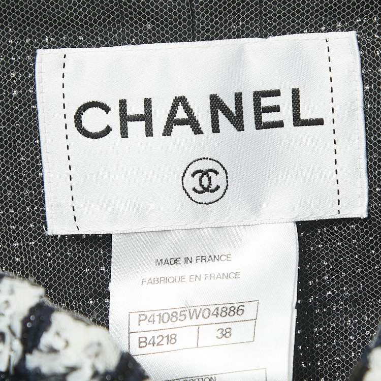 Pre Owned Chanel Navy Blue Tweed Iconic Distressed Zip Front Jacket M