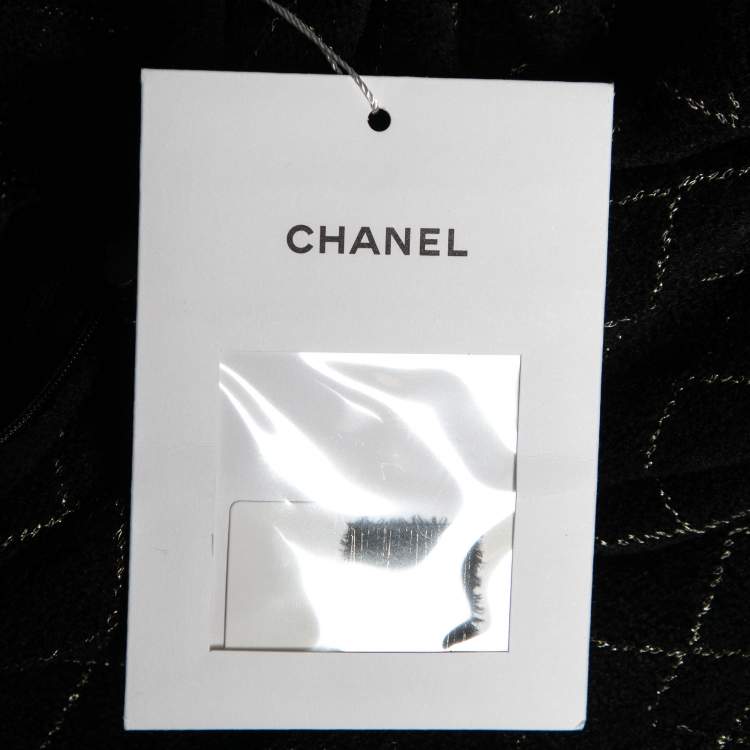 Pre Owned Chanel Black Lurex Knit Half Zip Pullover M