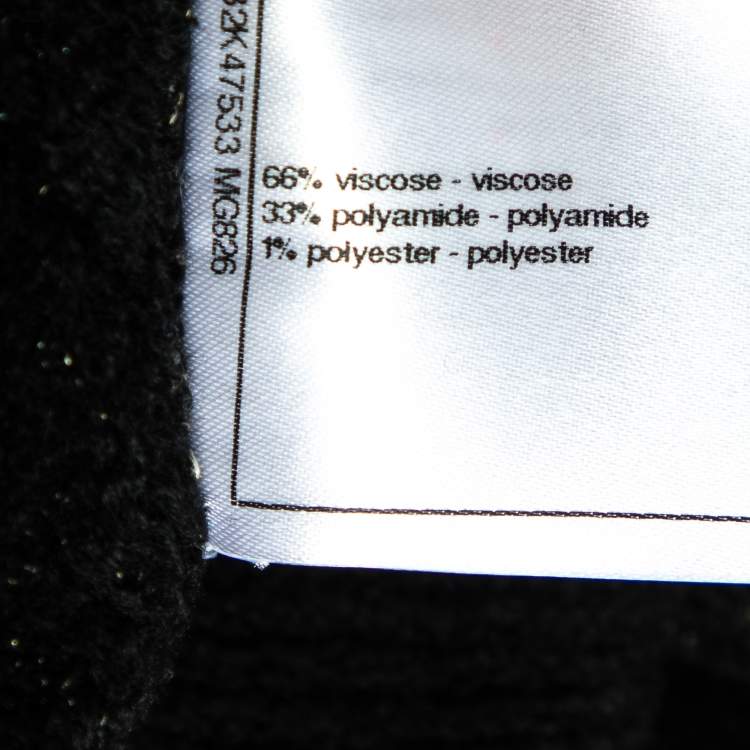 Pre Owned Chanel Black Lurex Knit Half Zip Pullover M