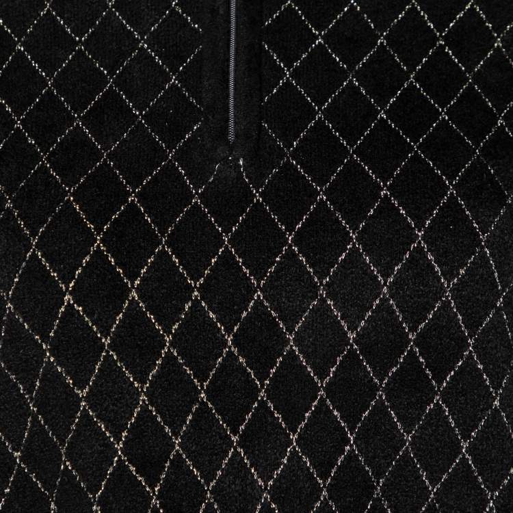 Pre Owned Chanel Black Lurex Knit Half Zip Pullover M