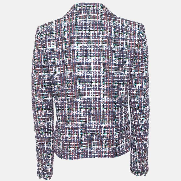 Pre Owned Chanel Multicolor Tweed Button Front Blazer M