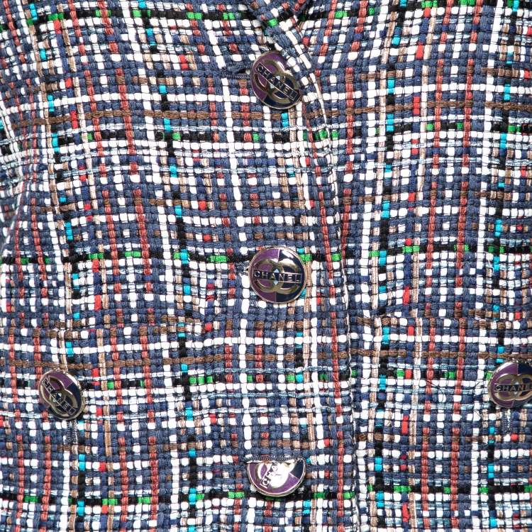 Pre Owned Chanel Multicolor Tweed Button Front Blazer M