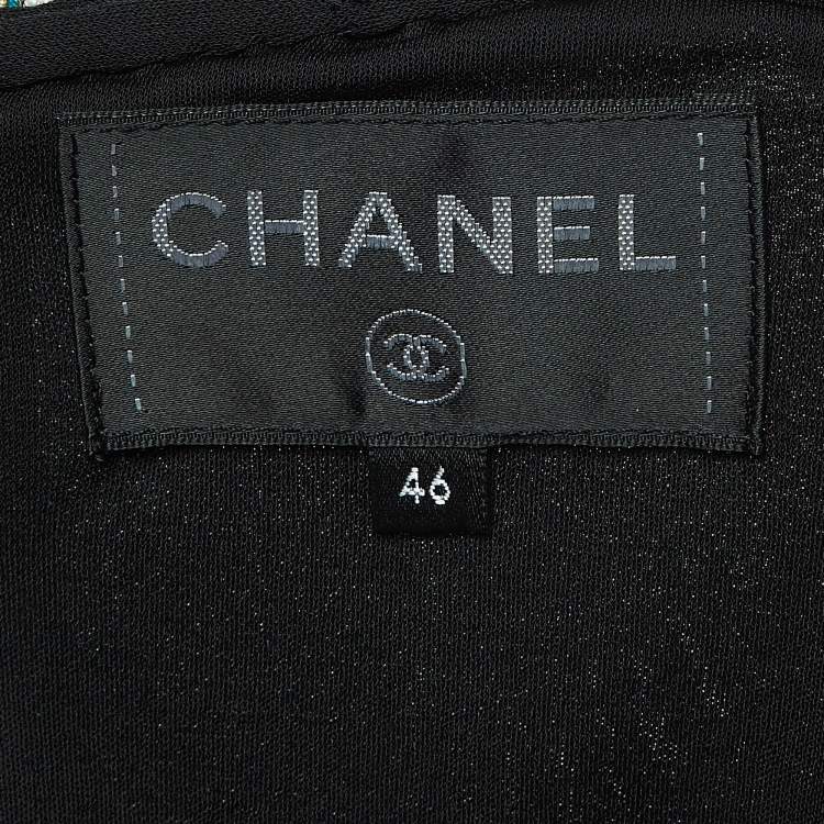 Pre Owned Chanel Black Silk Knit Size Zip Detailed Long Sleeve Top XL