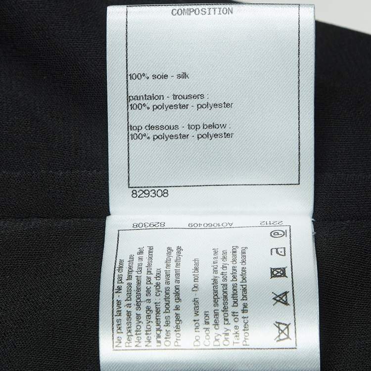 Pre Owned Chanel Black Silk Knit Size Zip Detailed Long Sleeve Top XL