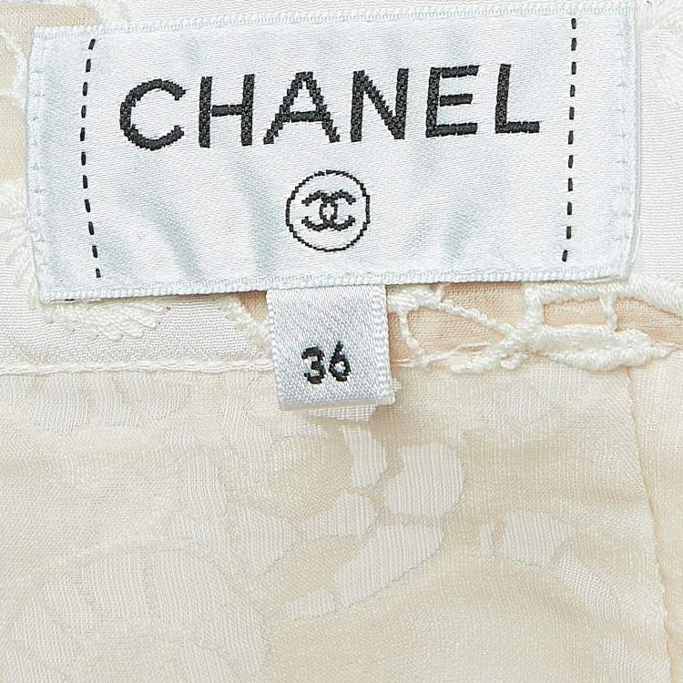 Pre Owned Chanel White Cut-out Cotton Blend Palazzo Pants S