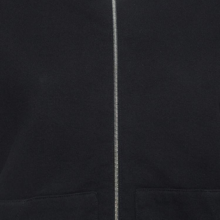 Pre Owned Chanel Black Astronaut Print Cotton Zip Front Hooded Jacket S