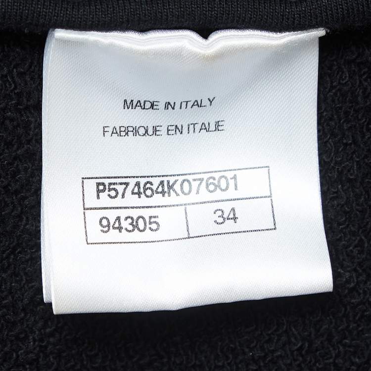 Pre Owned Chanel Black Astronaut Print Cotton Zip Front Hooded Jacket S