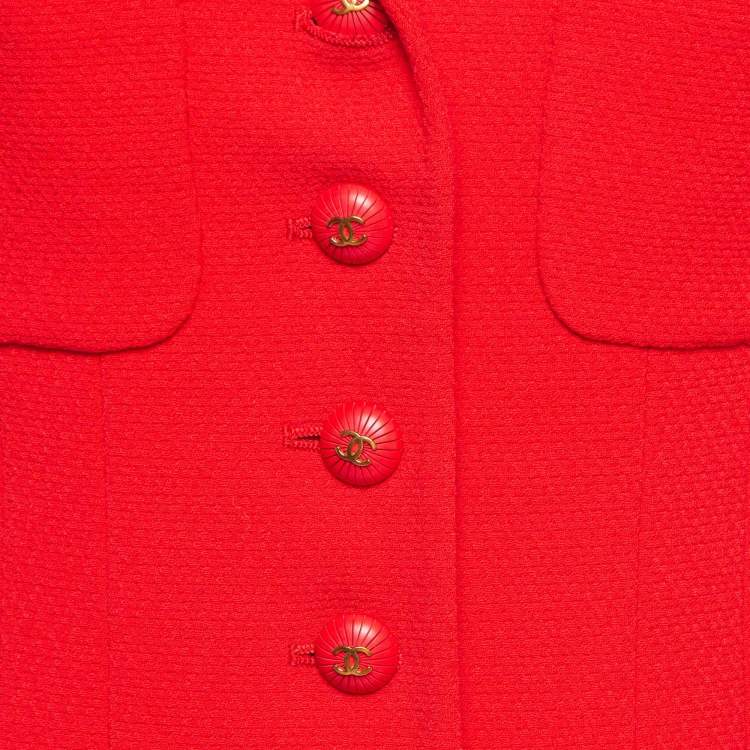 Pre Owned Chanel Vintage Red Wool Tailored Jacket M