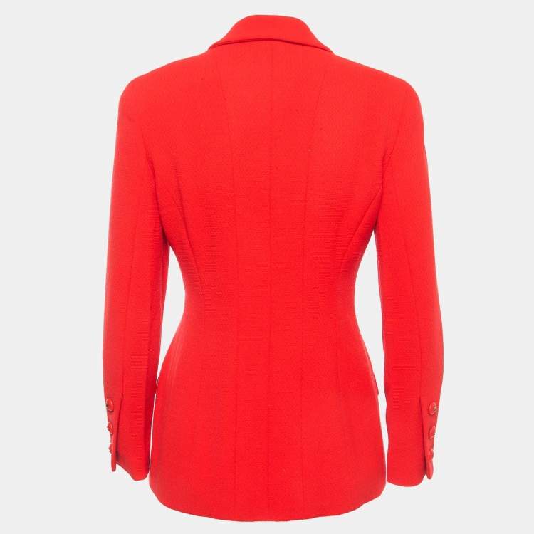 Pre Owned Chanel Vintage Red Wool Tailored Jacket M