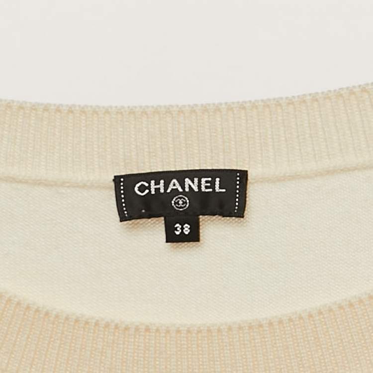 Pre Owned Chanel Cream La Pausa Cashmere Sweater M