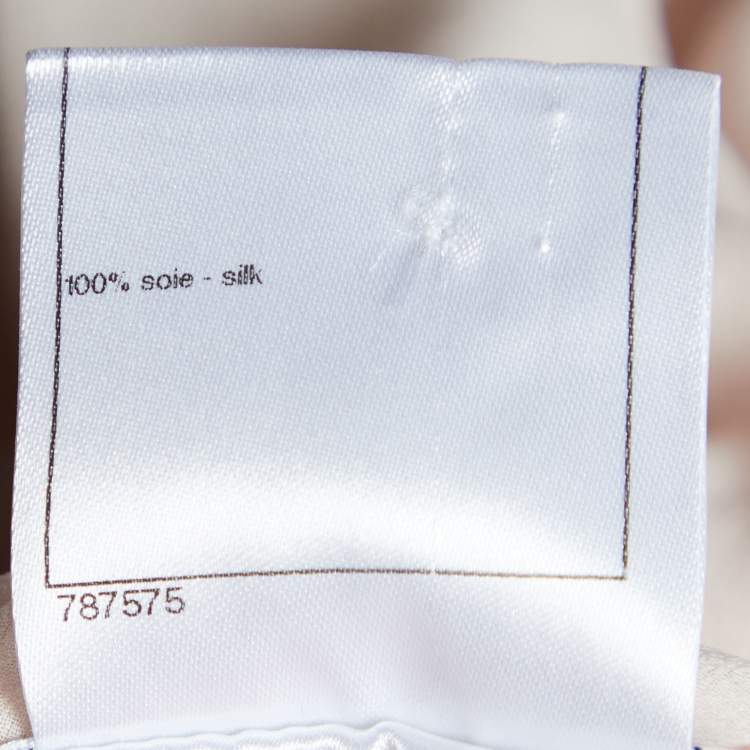 Pre Owned Chanel Pale Pink Silk Embellished Button Front Blouse M