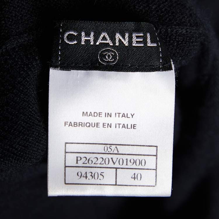 Pre Owned Chanel Black CC Embellished Cashmere Sleeveless Jumper M