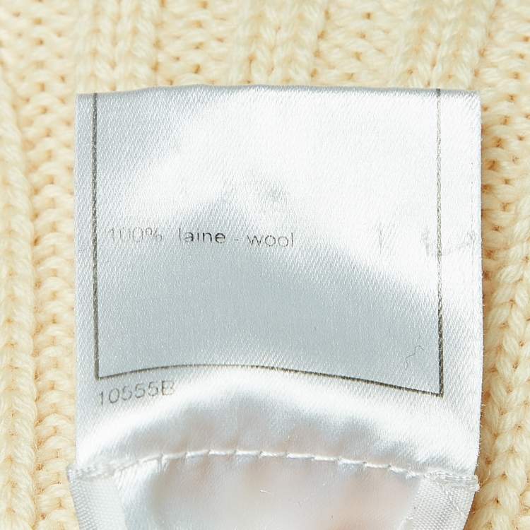 Pre Owned Chanel Vintage Cream Wool Turtle Neck Sleeveless Sweater S