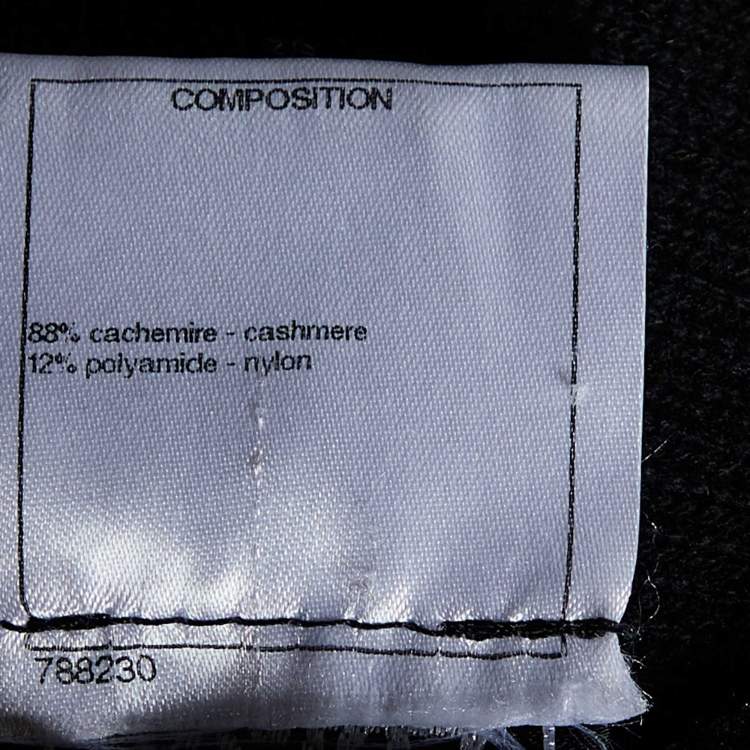 Pre Owned Chanel Black Cashmere & Lurex Knit Button Front Cardigan M