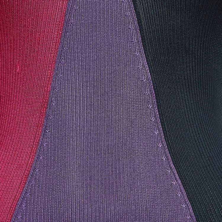 Pre Owned Chanel Multicolor Knit V-Neck Long Sleeve Top S