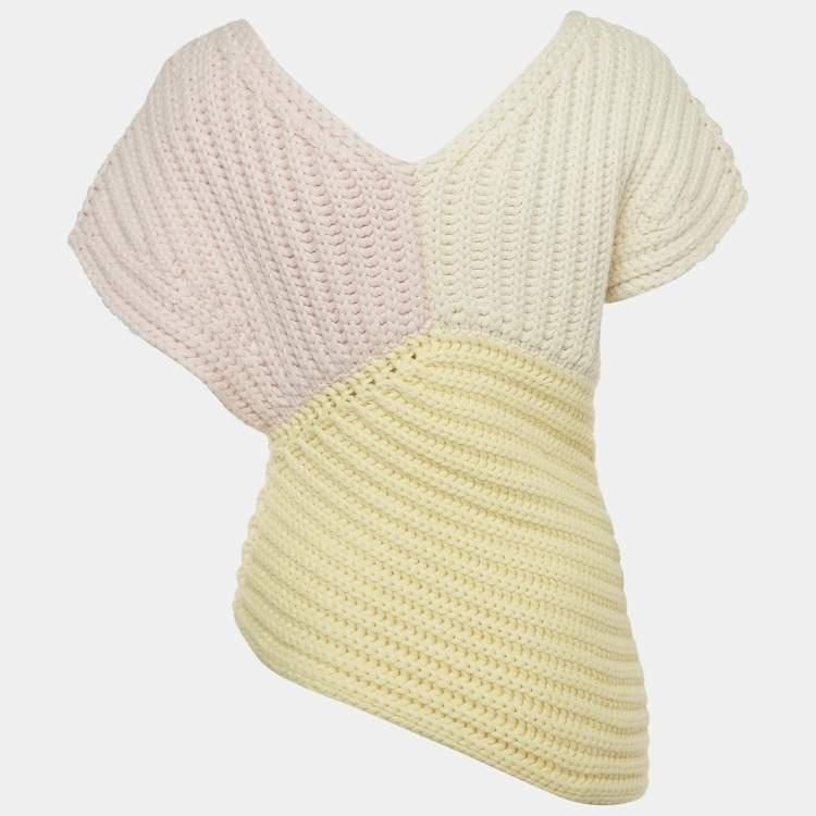 Pre Owned Chanel Multicolor Cashmere Knit Asymmetrical Pullover S