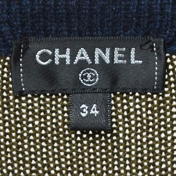 Pre Owned Chanel Multicolor Striped Cashmere Long Cardigan S