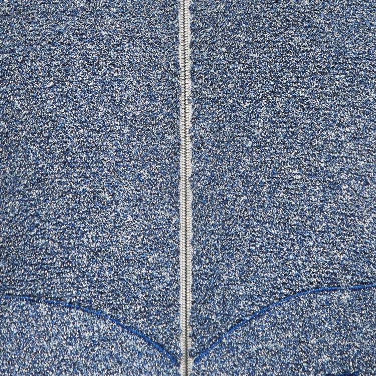 Pre Owned Chanel Blue/Metallic Terry Zip-Up Hoodie M