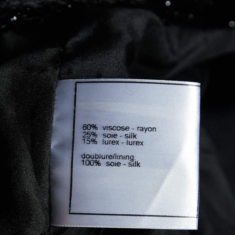 Pre Owned Chanel Metallic Black Bristled  Velvet Sleeveless Elasticated Hem Dress L
